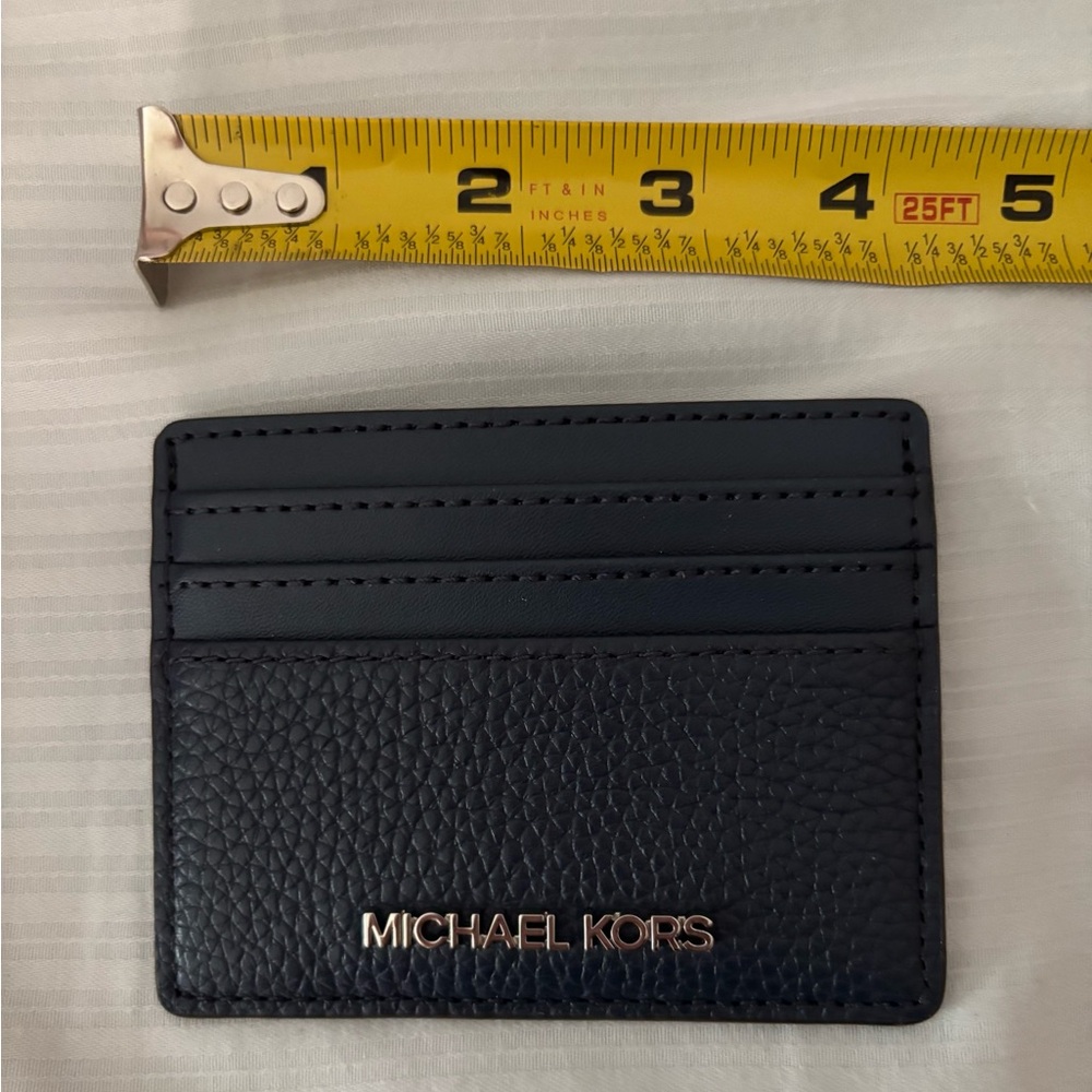 Michael Kors- New No Tags -Dark Blue Card Holder-Gold Logo
